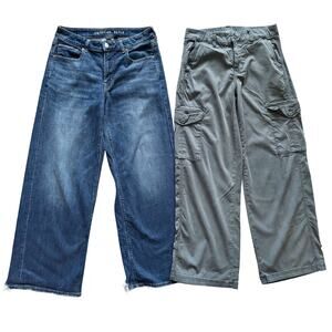 American Eagle lot Jeans pants women's size 4 6 Low RIse Mid Rise Baggy wide leg